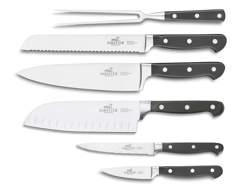 Lion Sabatier International Pluton Knivsæt 5 knive og 1 forgaffel Stål/Sort